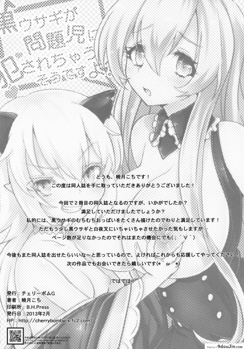 อ่านโดจิน กระต่ายดำถูกสาวน้อยมีปัญหาขืนใจไปซะแล้วค่ะ [Cherry Bomb G (Akatsuki Kochi)] Kurousagi ga Mondaiji ni Okasare chau Sou Desu yo (Mondaiji-tachi ga Isekai kara Kuru Sou Desu yo) แปลไทย หน้าที่ 25