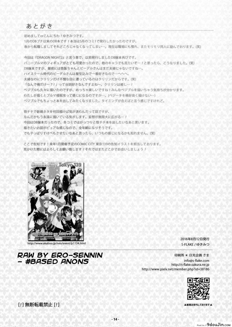 อ่านโดจิน ของขวัญวันแต่งงาน [S-FLAKE (Yukimitsu)] DRAGON NIGHT2 (Dragon Ball Z) อ่านฟรี หน้าที่ 13