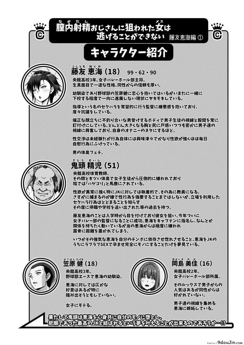 อ่านโดจิน ไม่มีทางหนีจากชายที่หมายปอง กับเรื่องราวของเมกุมิ [ClimbCrown] Nakadashi Oji-san ni Nerawareta Mesu wa Nigeru Koto ga Dekinai ~Fujitomo Megumi Hen Vol 1 หน้าที่ 2