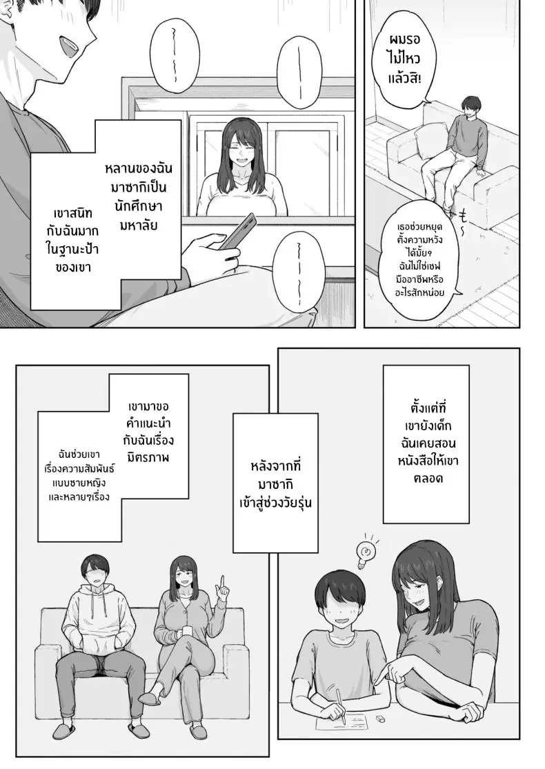 อ่านโดจิน คุณป้าสุดสวยในวันที่เธอใส่ขาสั้นมันเกินจะห้ามใจ [Natsuzo] Yuuhan no Ato wa Oba หน้าที่ 4