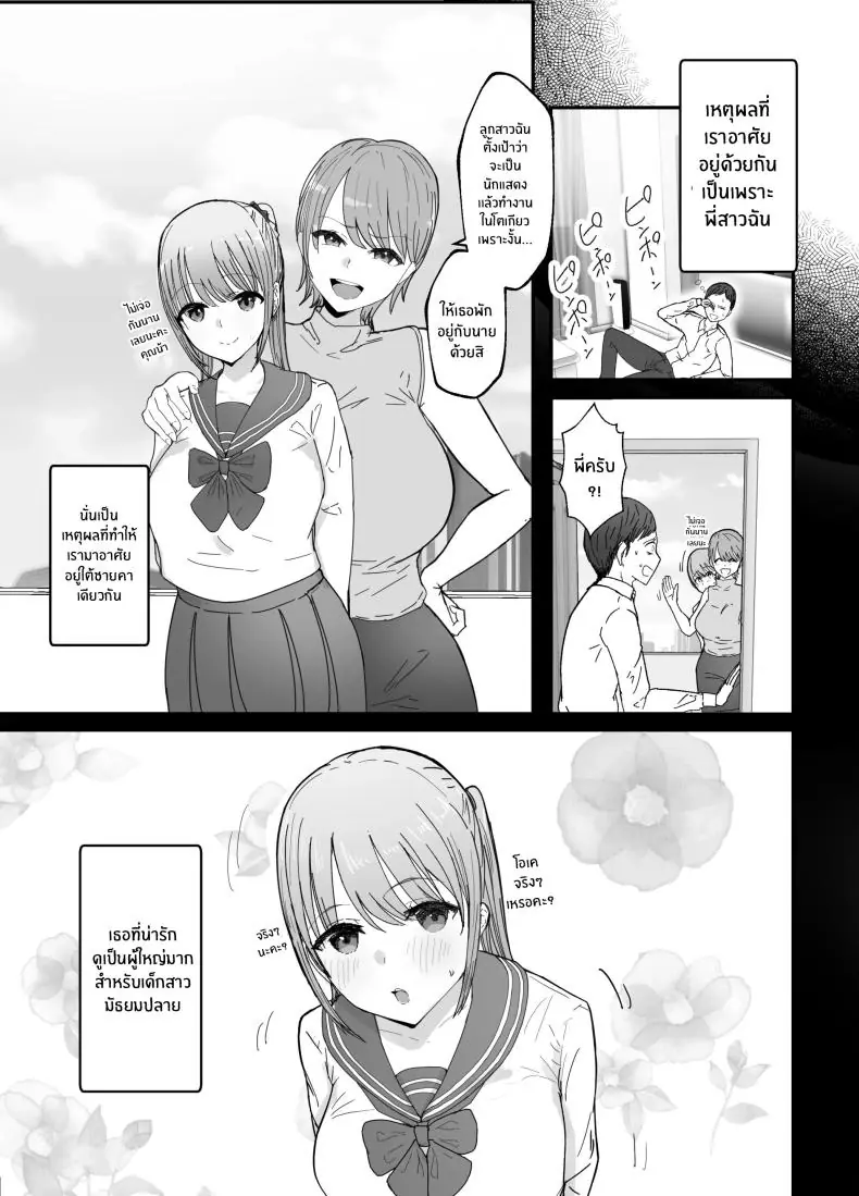 อ่านโดจิน คุณน้ากับหลานสาวนมใหญ่แสนใจงาม ตอนที่ 1 [Baketsu Purin] Doukyo Shiteru Bakunyuu Meikko JK แปลไทย หน้าที่ 4